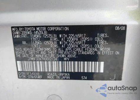 2009 Toyota Rav4 from USA, damaged, VIN JTMBF33V79D002124